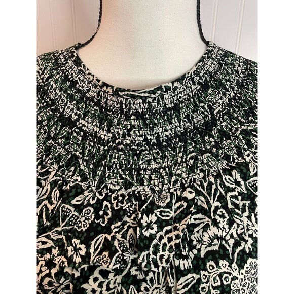 Loft Floral Black & White Dress With Ruffled Sleeves Size PL 100%Viscose - Picture 11 of 15